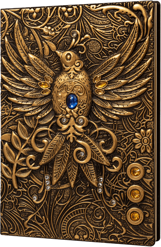 3D Faux-Leather Notebook/Journal Gold Phoenix
